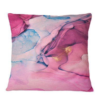 Coussin décoratif en marbre rose et bleu abstrait I