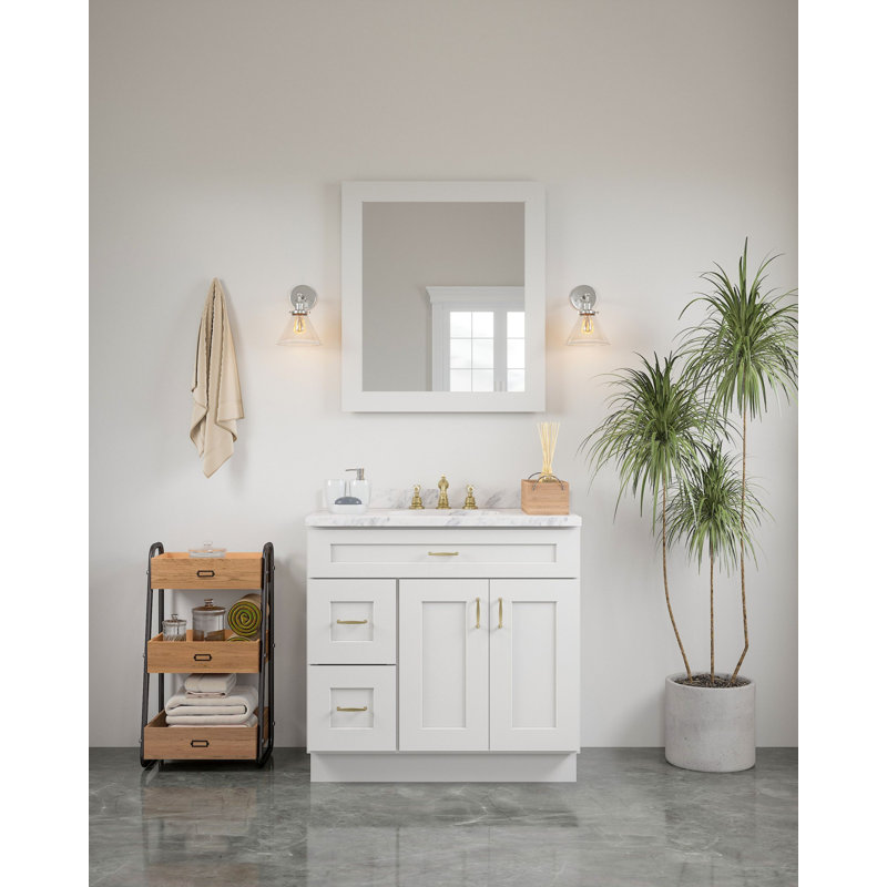 Miroir de coiffeuse encadré de style Shaker, 76 cm x 86 cm, blanc, 2653BC0D77A34D709F180E8EBAB5AB16, Blanc