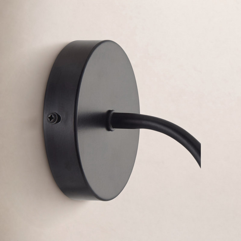 1-Light Iron Wall Sconce with Linen Shade, Matte Black