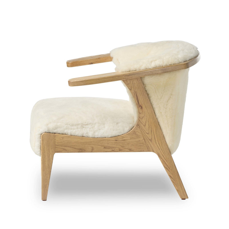 Fabian Chair-Cream Shearling, Aged Smoked Oak, Cream Shearling