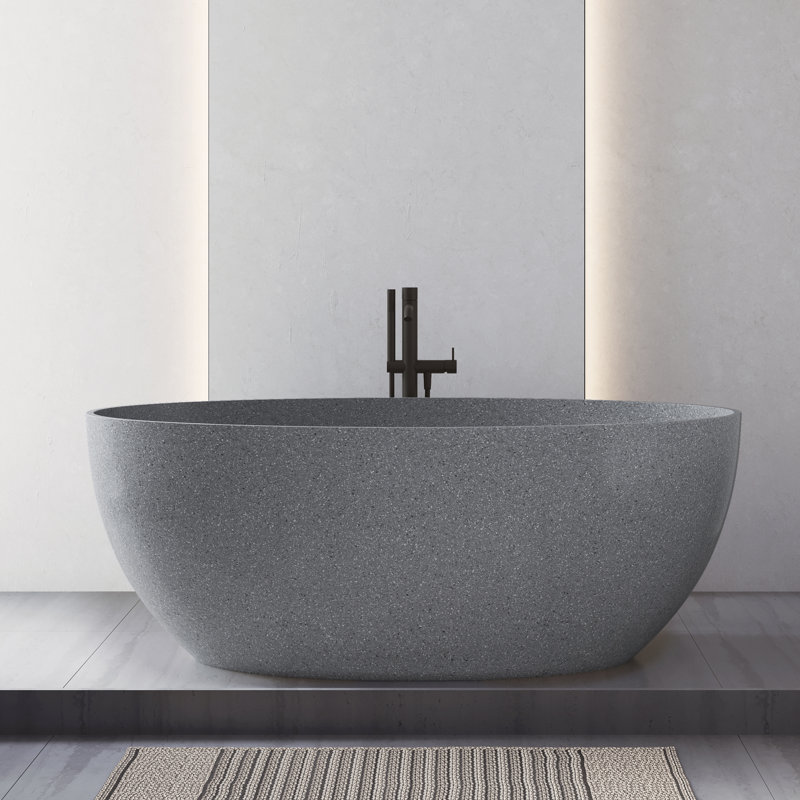 Baignoire de trempage extérieure autoportante en pierre solide 63 po 63 po Terrazzo