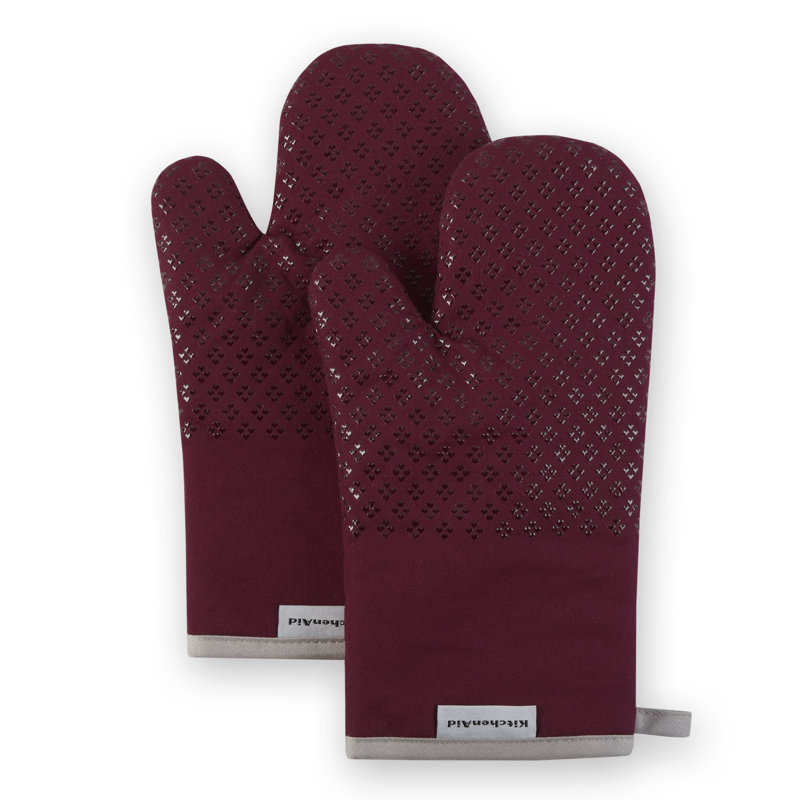 KitchenAid Asteroid Solid Textured Oven Mitt, Berry