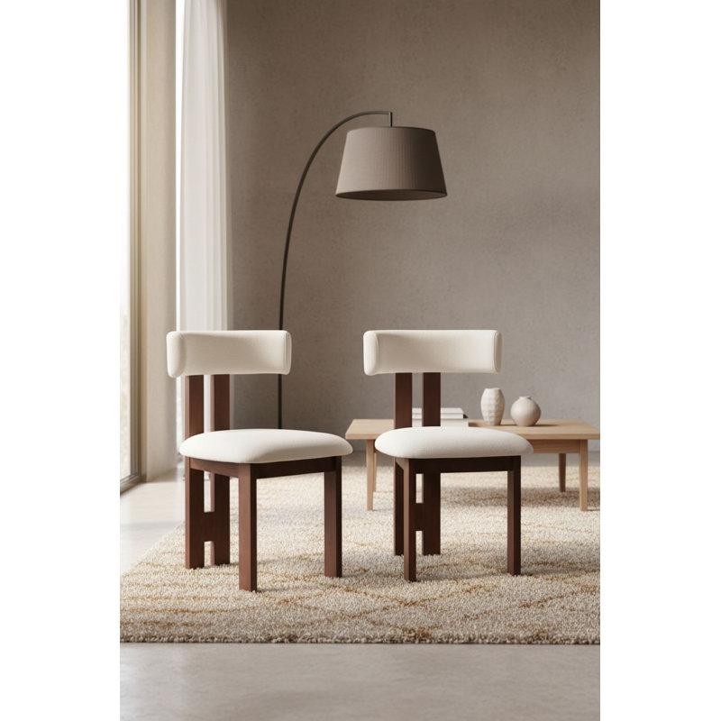 Ensemble 2 pièces de chaise de salle à manger Ceremonie, Blanc peluche, 2
