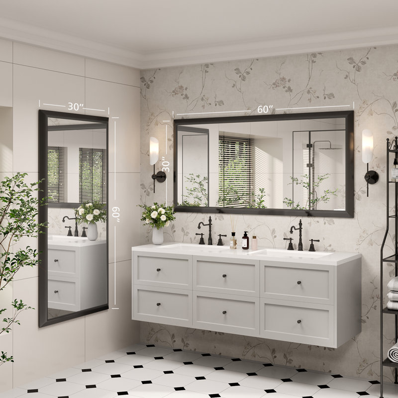 Miroir de meuble-lavabo mural Molly, 60 po x 30 po, Noir