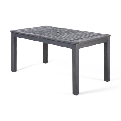 Table de salle à manger extensible extérieure avec trou pour parasol, gris foncé, 160-200 cm