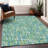 Zarifa Teal Washable Indoor-Outdoor Rug - -2085453744