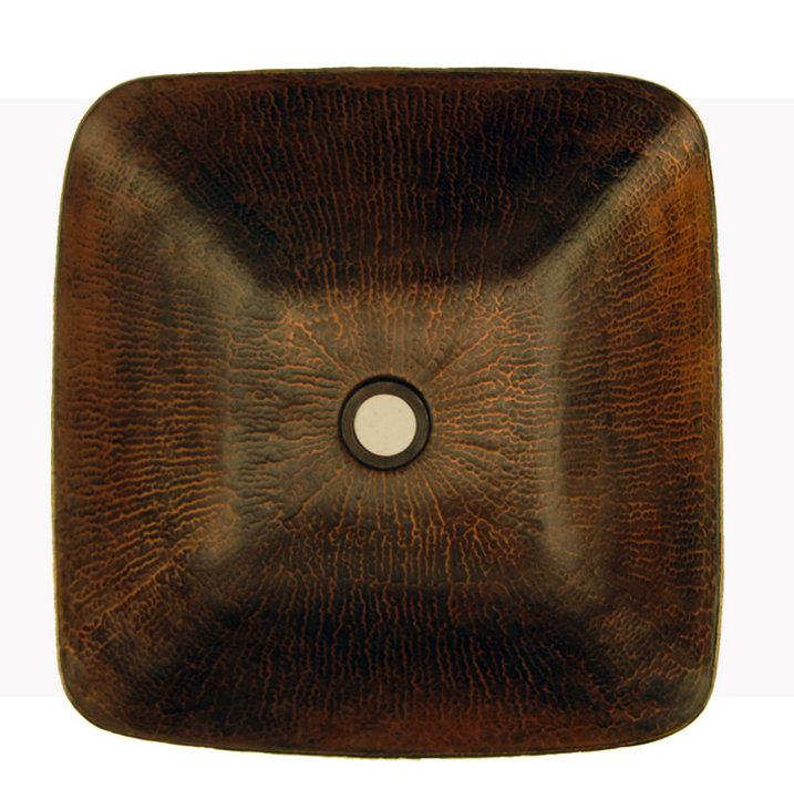 14" Square Vessel Hammered Copper Sink