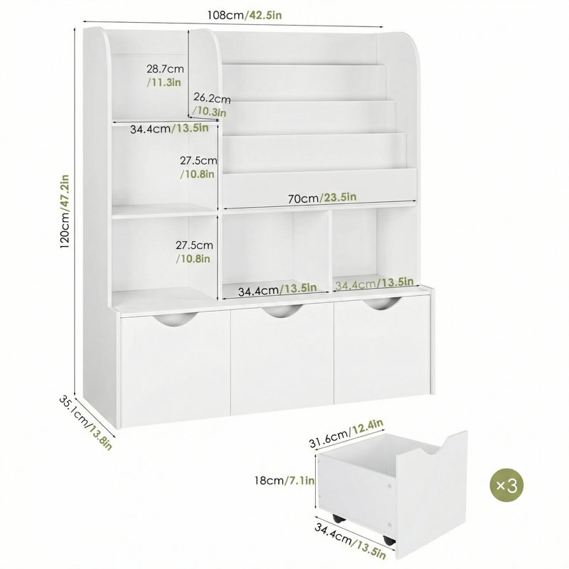 Annyah 47.2''H x 42.5'' W Cube Bookcase, White, White