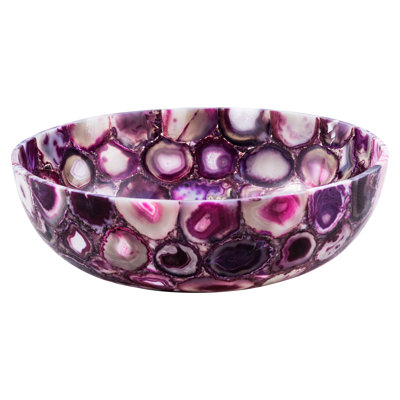 Bloomsbury Market Raymundo 400mm Pink/Purple Stone Circular Countertop Basin Bathroom Sink