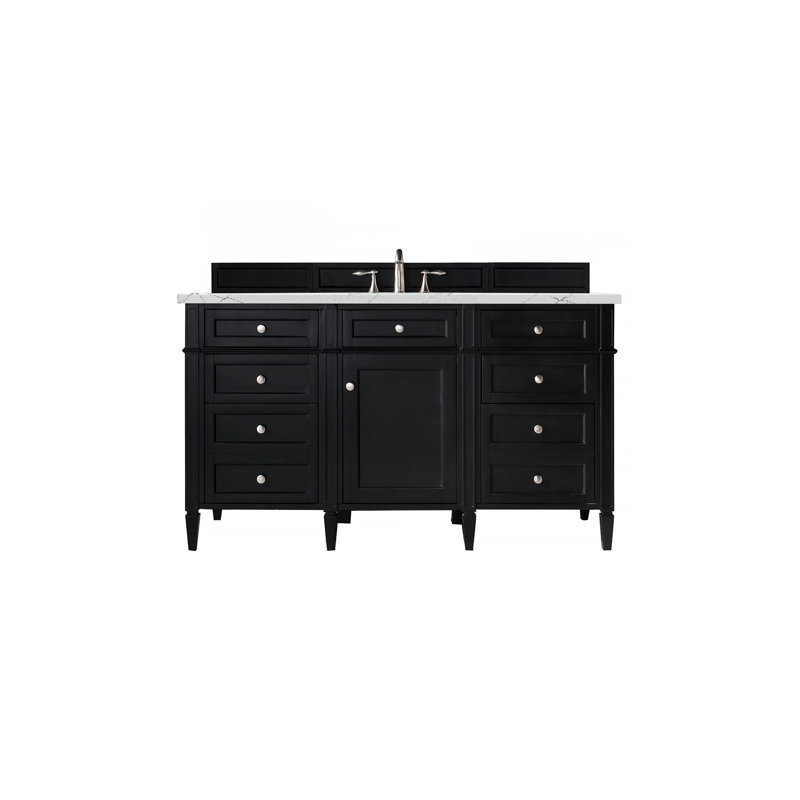 Meuble-lavabo simple 60 po Dussault, Blanc brillant, Noctis éthéré, 8 po