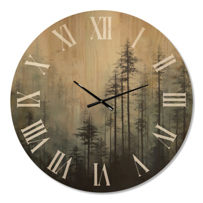 Large Woodland Wooden Wall Clock – Grey Winter Forest