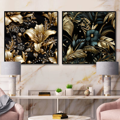 Hadleigh - Abstract Botanicals Square Collage Set Of 2