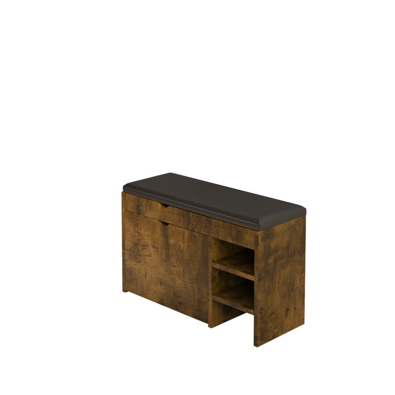 Tabouret à chaussures, coussin moelleux, doux et confortable, Noir brun