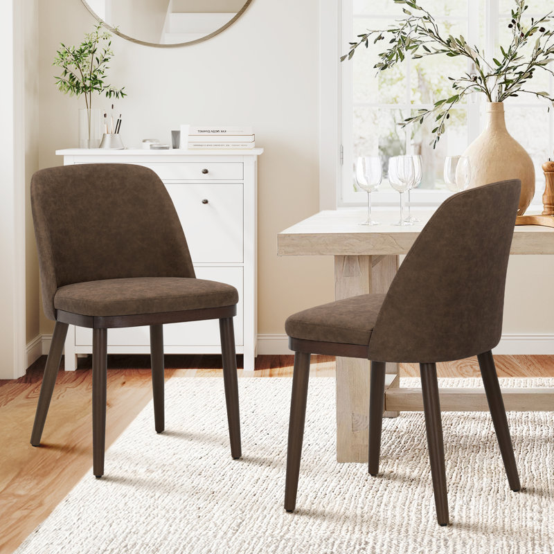 Chaise d'appoint rembourrée en similicuir et bois massif, Beige