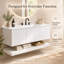 Meuble-lavabo double mural de 122 cm (48 po) avec comptoir en composite, 3 tiroirs et tablette inférieure ouverte, meuble-lavabo suspendu sans poignées en MDF, blanc