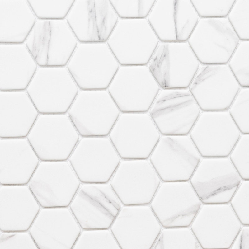 Recycled Honeycomb 12.56" x 15" Glass Mosaic Wall Tile, Silver