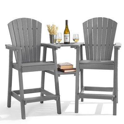 HDPE Tall Adirondack Chair Set with Removable Double Trays (Set of 2)