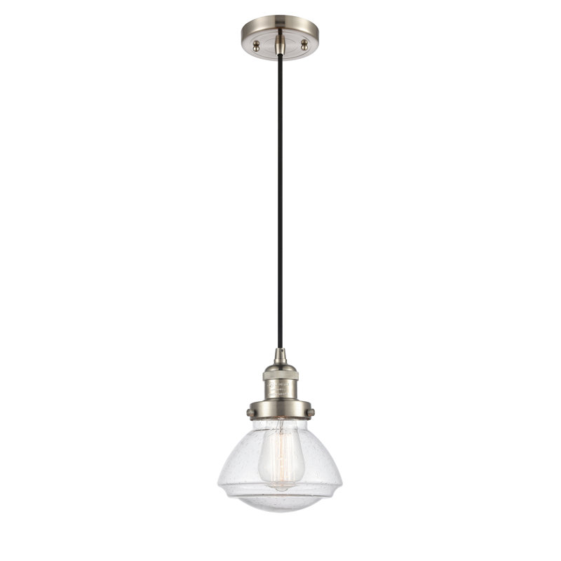 Luminaire suspendu simple à 1 lumière Chesterville, Nickel satiné brossé, Grainé, Ampoule non incluse