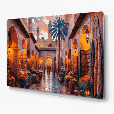 Art mural en métal brun avec villes marocaines