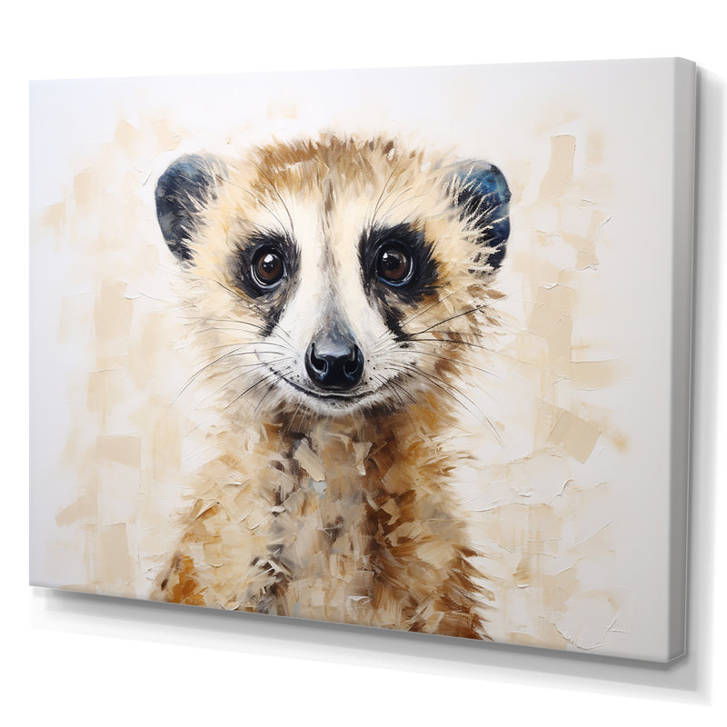 Minimalisme Meercat Portrait sur toile, Toile tendue, H 30 po x l 40 po x P 1,5 po