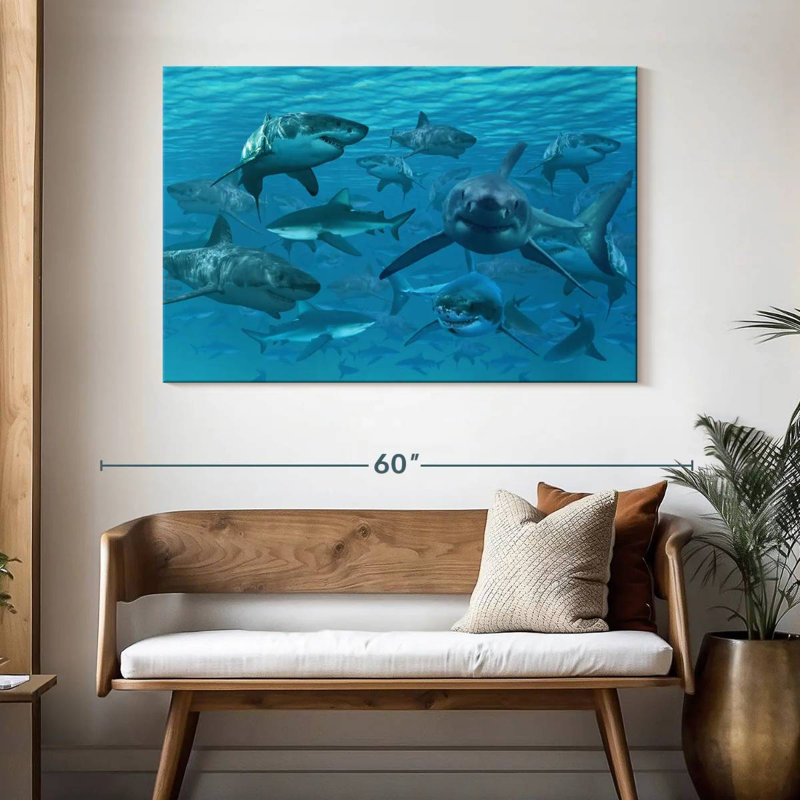 Crowle Shiver Of Sharks, 32" H x 48" W