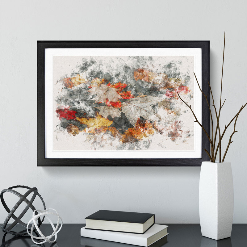 Leaves in Autumn - Picture Frame Painting Print, 24cm H x 33cm W x 2cm D, Black Framed