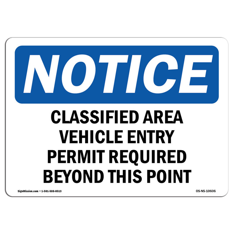 Enseigne de permis d'entrée pour véhicule classé