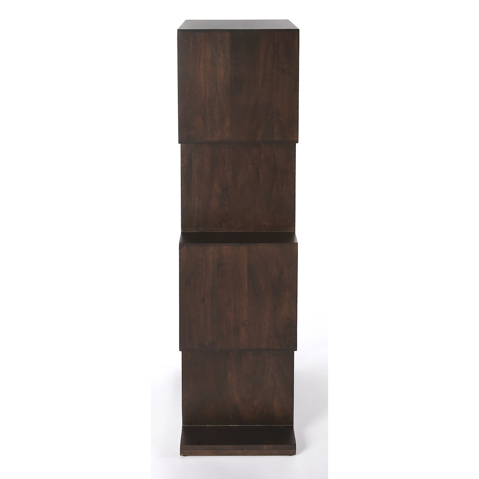 Essense Solid Wood Geometric Bookcase, Dark Brown