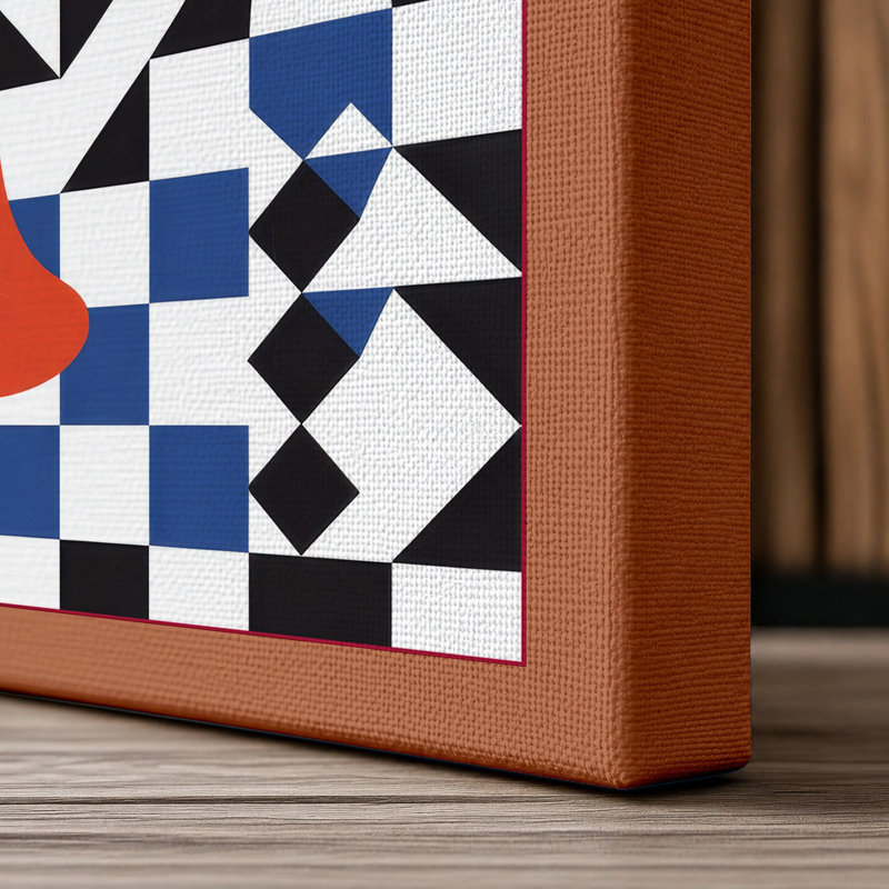 Playful Still Life Mid-Century 1 Piece Wrapped Canvas Wall Art, 36x24 - 91.4 x 61.0 cm, Terracotta Border