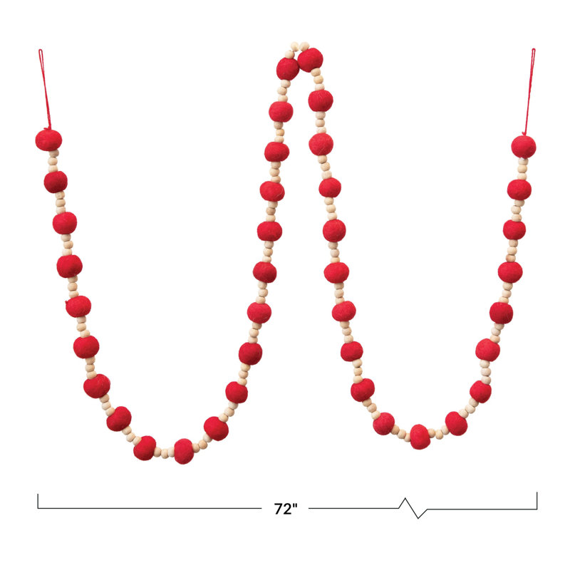 Guirlande de fantaisie à perles de 6 pi Schlaud, Rouge