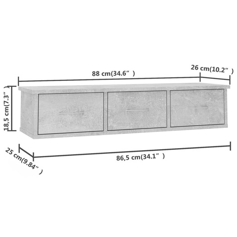Allendale Floating Shelf, Light Grey