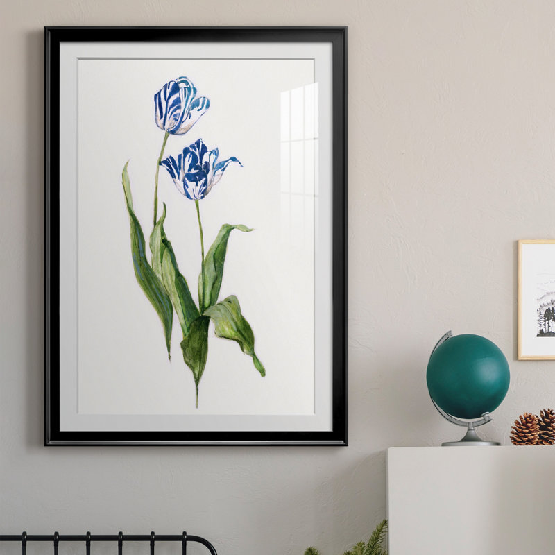 Peinture botanique bleue vive II, Noir, H 30,5 po x l 42,5 po x P 1,5 po