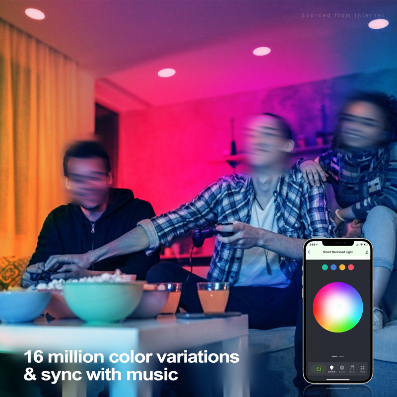6-Inch White LED Smart Recessed Lights with Color Changing and Voice Control