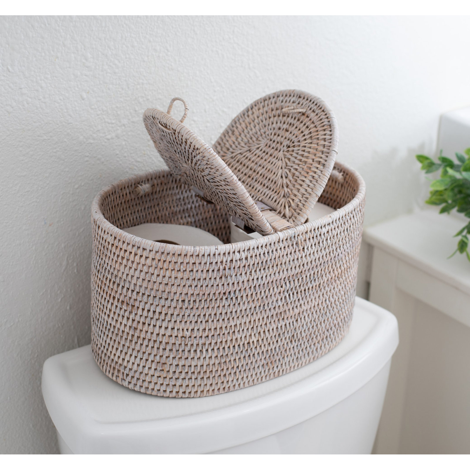 Bathroom Storage Container, White Wash