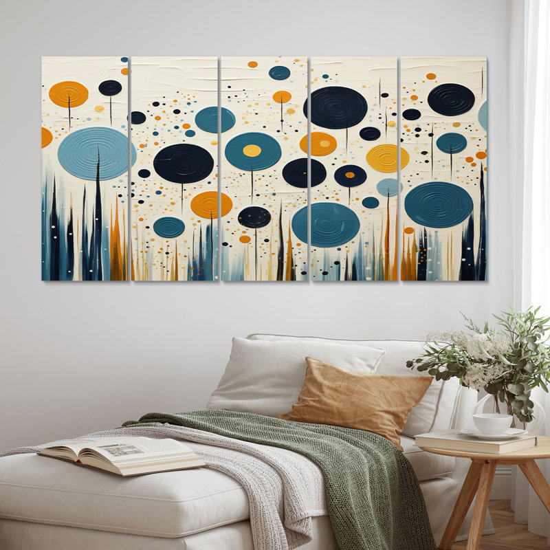 Impression sur toile 5 pièces colorées Mid Century Minimalist Oasis II
