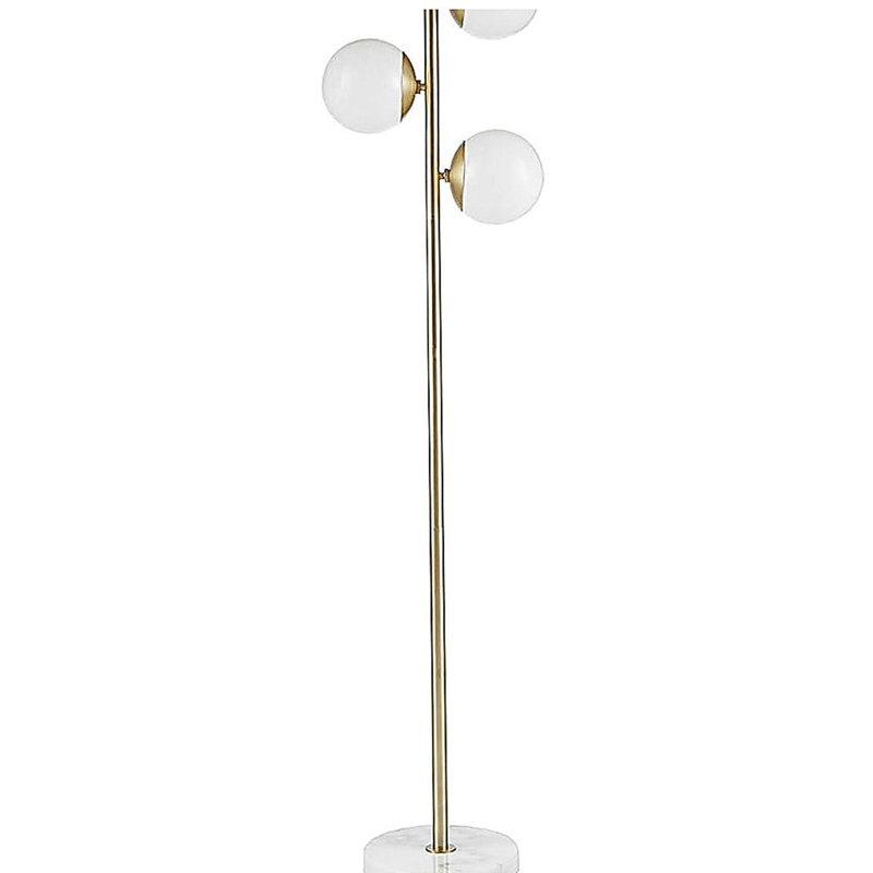 3-bulb floor lamp, with marble base