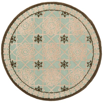 Fullerton Geometric Handmade Hooked Cotton Teal/Ivory Area Rug -  Alcott HillÂ®, ALCT8554 32886195