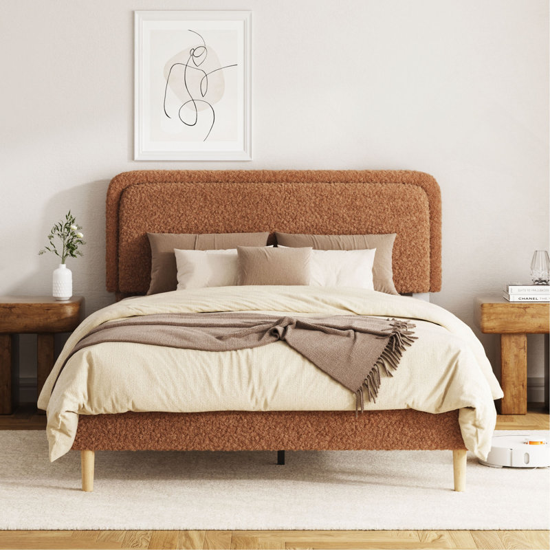 Structure de lit double, lit plateforme rembourré moelleux avec tête de lit réglable en hauteur, structure robuste et lattes, conception silencieuse, compatible avec les matelas sans ressorts, facile à assembler