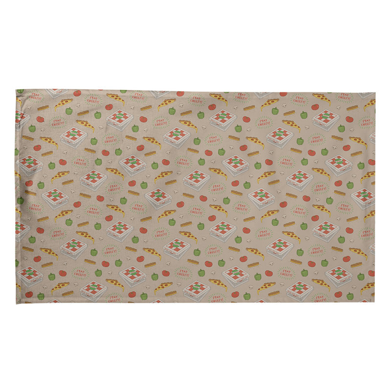 Torchon à motif de pizza, Polyester sergé, gris