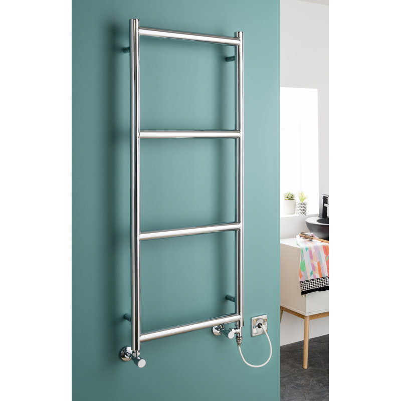 Contemporary Rail Heated Towel Rails, 120cm H x 50cm W x 10cm D, Central Heating, Chrome