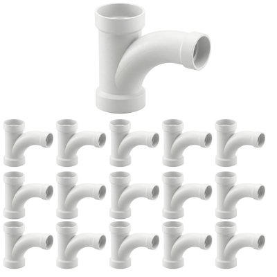3" x 3" x 1-1/2" PVC DWV Combination Wye & 1/8 Bend 45° Elbow Reducing Hub, White PVC Drain, (15 Pack)