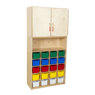 20 Tray Vertical Storage Cabinet with Assorted Pastel Trays