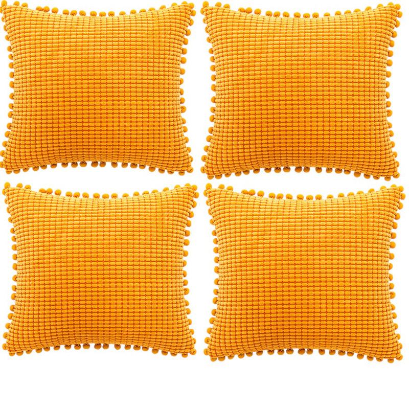 Ensemble de 4 housses de coussin en velours côtelé, Orange