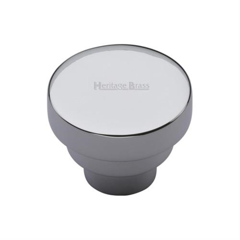 Heritage Brass Heritage Cabinet Knob Round Stepped Design, Polished Chrome, 3.8cm