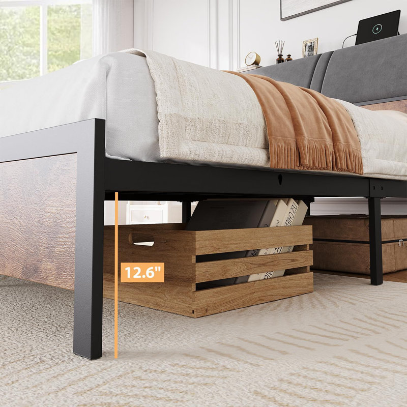 Base de lit avec tête de lit ergonomique, station de charge intégrée