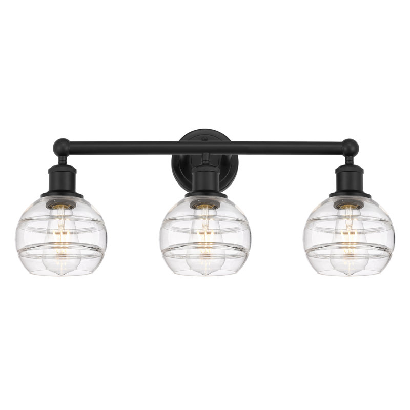 Éclairage pour meuble-lavabo 3 lumières Natick, Transparent, Noir mat
