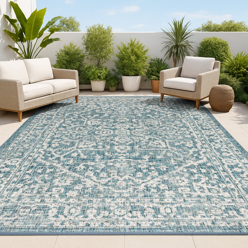Tapis intérieur / extérieur Massimo Bohemian Medallion, Rectangle 6 pi x 9 pi