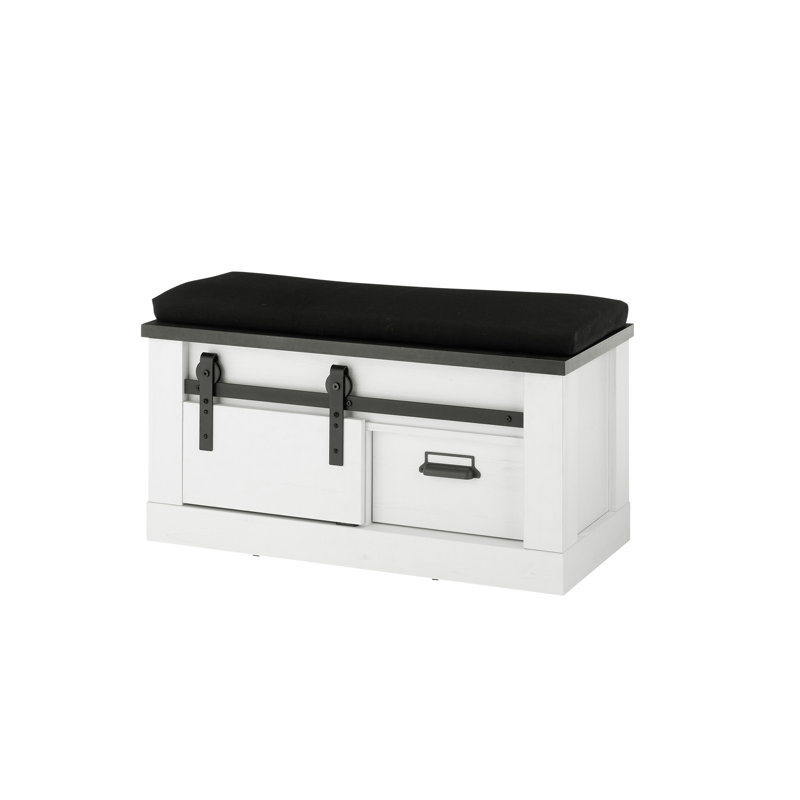 Jackeline Polyester Upholstered Storage Bench, White/Anthracite