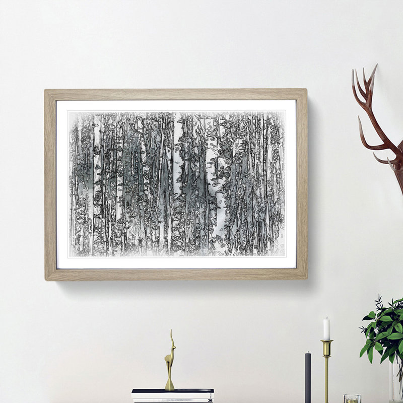 A Birch Tree Forest - Framed Print, Oak Framed, 45cm H x 63cm W x 2cm D