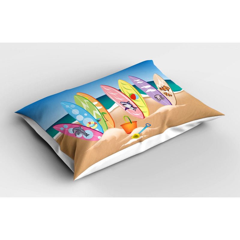 Blue/Pink/Yellow Polyester Microfiber Piece Sham, Twin